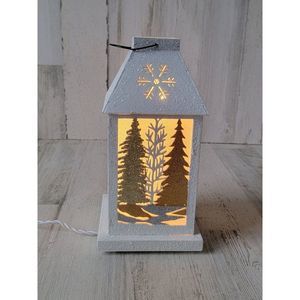 String light white glitter Lantern tree winter scene Xmas light up home decor